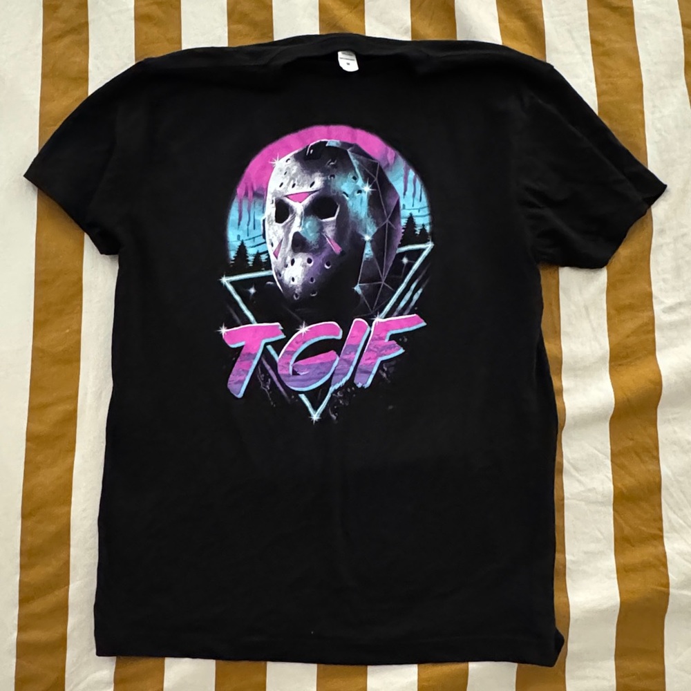 Black Graphic Tee with Retro Design